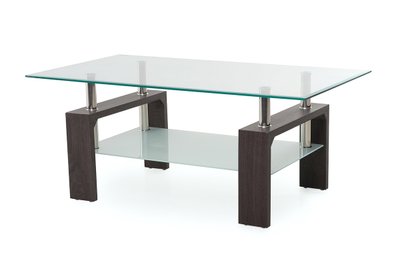 Журнальний стіл Vetro Mebel C-107-2 прозорий + венге